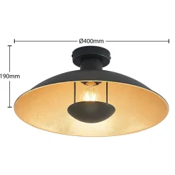 Lindby plafondlamp Narisara, Ø 40 cm, E27, zwart-goud