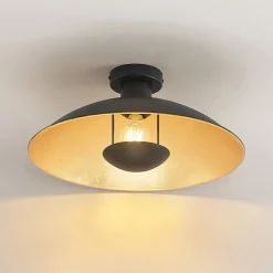 Lindby plafondlamp Narisara, Ø 40 cm, E27, zwart-goud
