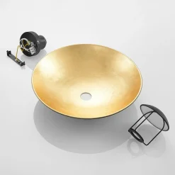 Lindby plafondlamp Narisara, Ø 40 cm, E27, zwart-goud