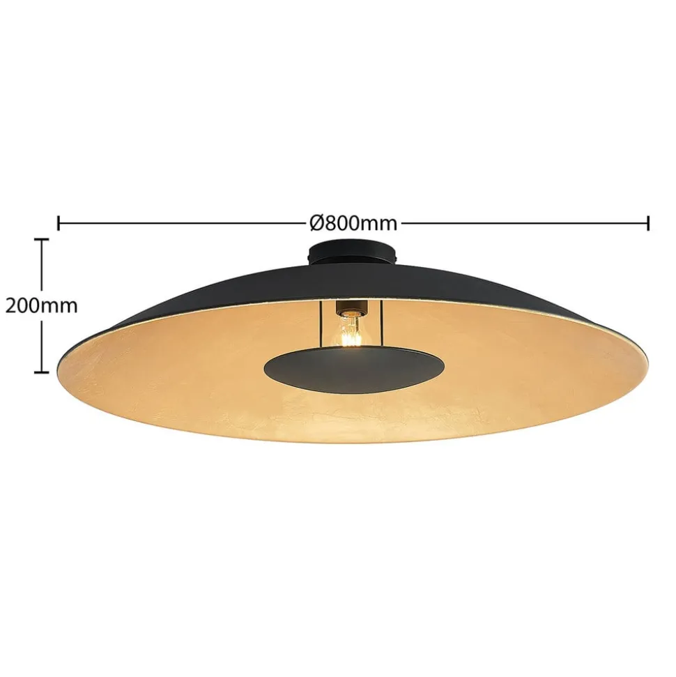 Lindby plafondlamp Narisara, Ø 80 cm, E27, zwart-goud