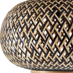 Lindby plafondlamp Nerys, zwart, bamboe, Ø 38 cm