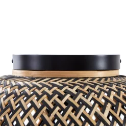 Lindby plafondlamp Nerys, zwart, bamboe, Ø 38 cm