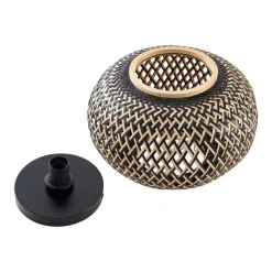 Lindby plafondlamp Nerys, zwart, bamboe, Ø 38 cm