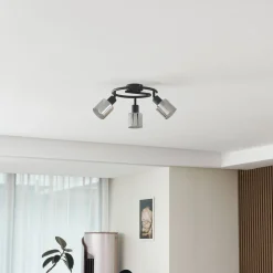 Lindby plafondlamp Netty, grijs, 3-lamps, glas