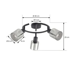 Lindby plafondlamp Netty, grijs, 3-lamps, glas