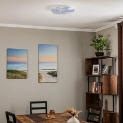 Lindby plafondlamp Orbi, 38 cm, blauw/wit, kunststof