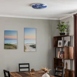 Lindby plafondlamp Orbi, 38 cm, blauw/wit, kunststof