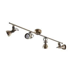 Lindby plafondlamp Perseas, 78 cm, 4-lamps, antiek messing, GU10
