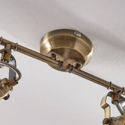 Lindby plafondlamp Perseas, 78 cm, 4-lamps, antiek messing, GU10