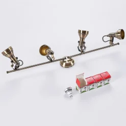 Lindby plafondlamp Perseas, 78 cm, 4-lamps, antiek messing, GU10