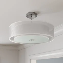 Lindby plafondlamp Pikka, wit, textiel, Ø 50 cm, E27