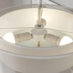 Lindby plafondlamp Pikka, wit, textiel, Ø 50 cm, E27