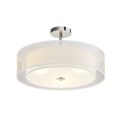 Lindby plafondlamp Pikka, wit, textiel, Ø 50 cm, E27