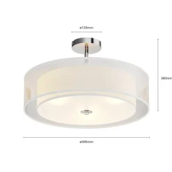 Lindby plafondlamp Pikka, wit, textiel, Ø 50 cm, E27
