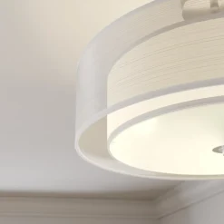 Lindby plafondlamp Pikka, wit, textiel, Ø 50 cm, E27