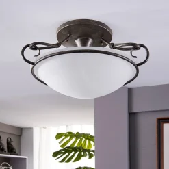 Lindby plafondlamp Rando, zilver antiek, glas, Ø 50 cm, E27