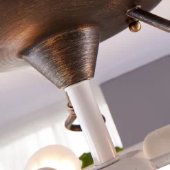 Lindby plafondlamp Rando, zilver antiek, glas, Ø 50 cm, E27