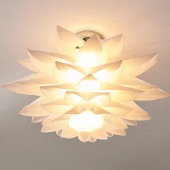 Lindby plafondlamp Rimon, wit, kunststof, Ø 50 cm, E27