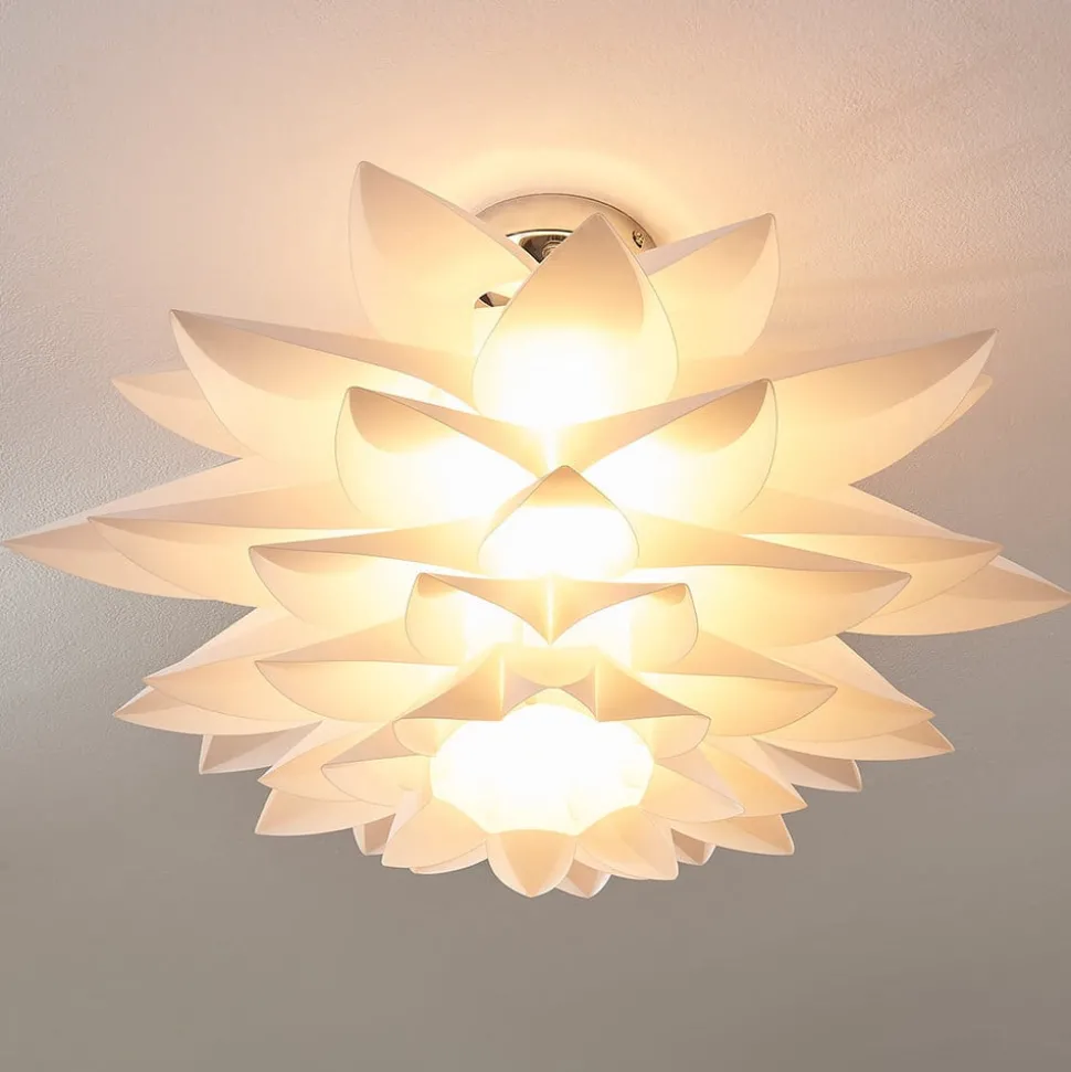 Lindby plafondlamp Rimon, wit, kunststof, Ø 50 cm, E27