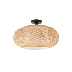 Lindby plafondlamp Romaine, bamboe, naturel/wit, Ø 50 cm