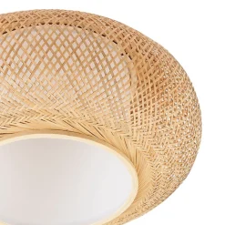 Lindby plafondlamp Romaine, bamboe, naturel/wit, Ø 50 cm