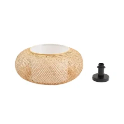 Lindby plafondlamp Romaine, bamboe, naturel/wit, Ø 50 cm