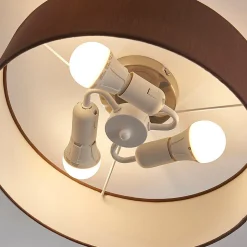 Lindby plafondlamp Sebatin, Ø 40 cm, lichtbruin, stof, E27