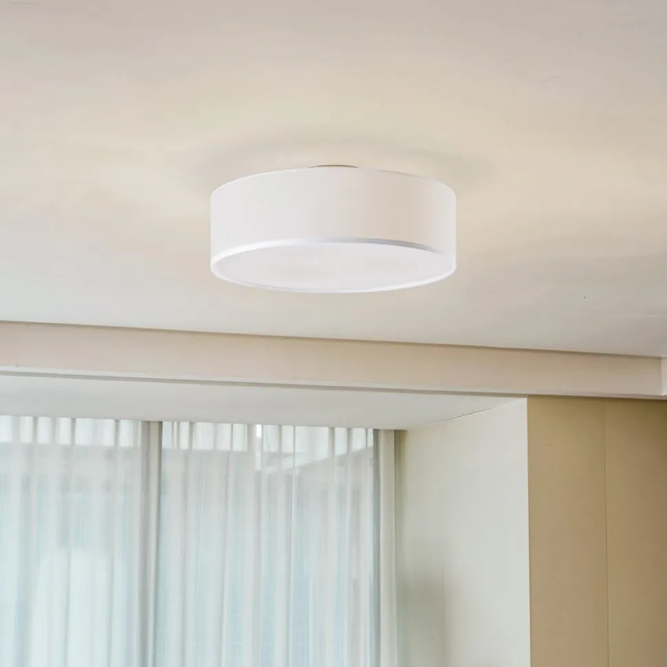 Lindby plafondlamp Sebatin, Ø 40 cm, beige, stof, E27