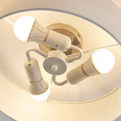 Lindby plafondlamp Sebatin, Ø 40 cm, beige, stof, E27