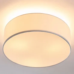 Lindby plafondlamp Sebatin, Ø 40 cm, beige, stof, E27