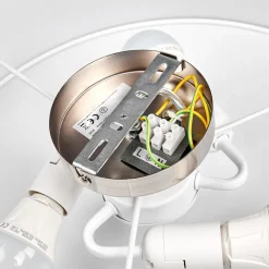 Lindby plafondlamp Sebatin, Ø 50 cm, beige, stof, E27