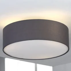 Lindby plafondlamp Sebatin, Ø 40 cm, grijs, stof, E27
