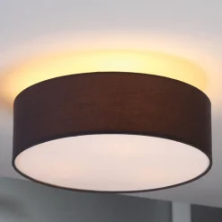 Lindby plafondlamp Sebatin, Ø 40 cm, grijs, stof, E27