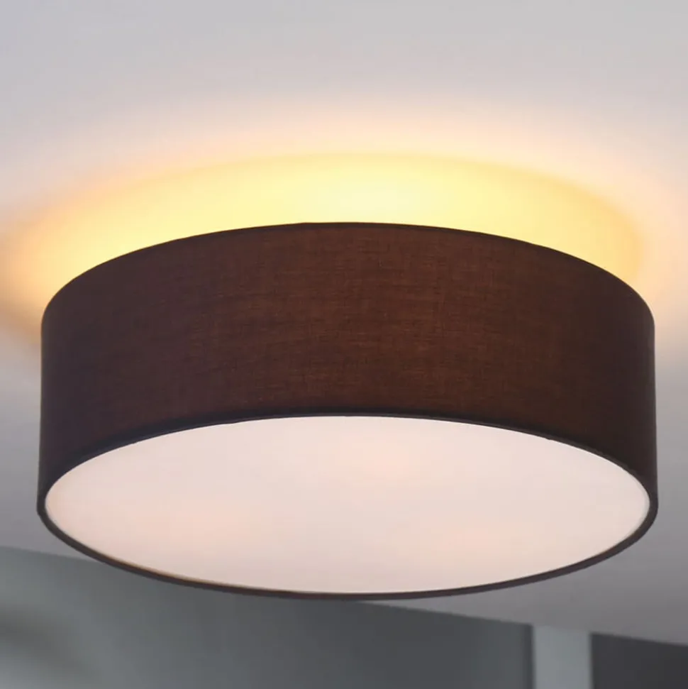 Lindby plafondlamp Sebatin, Ø 40 cm, grijs, stof, E27