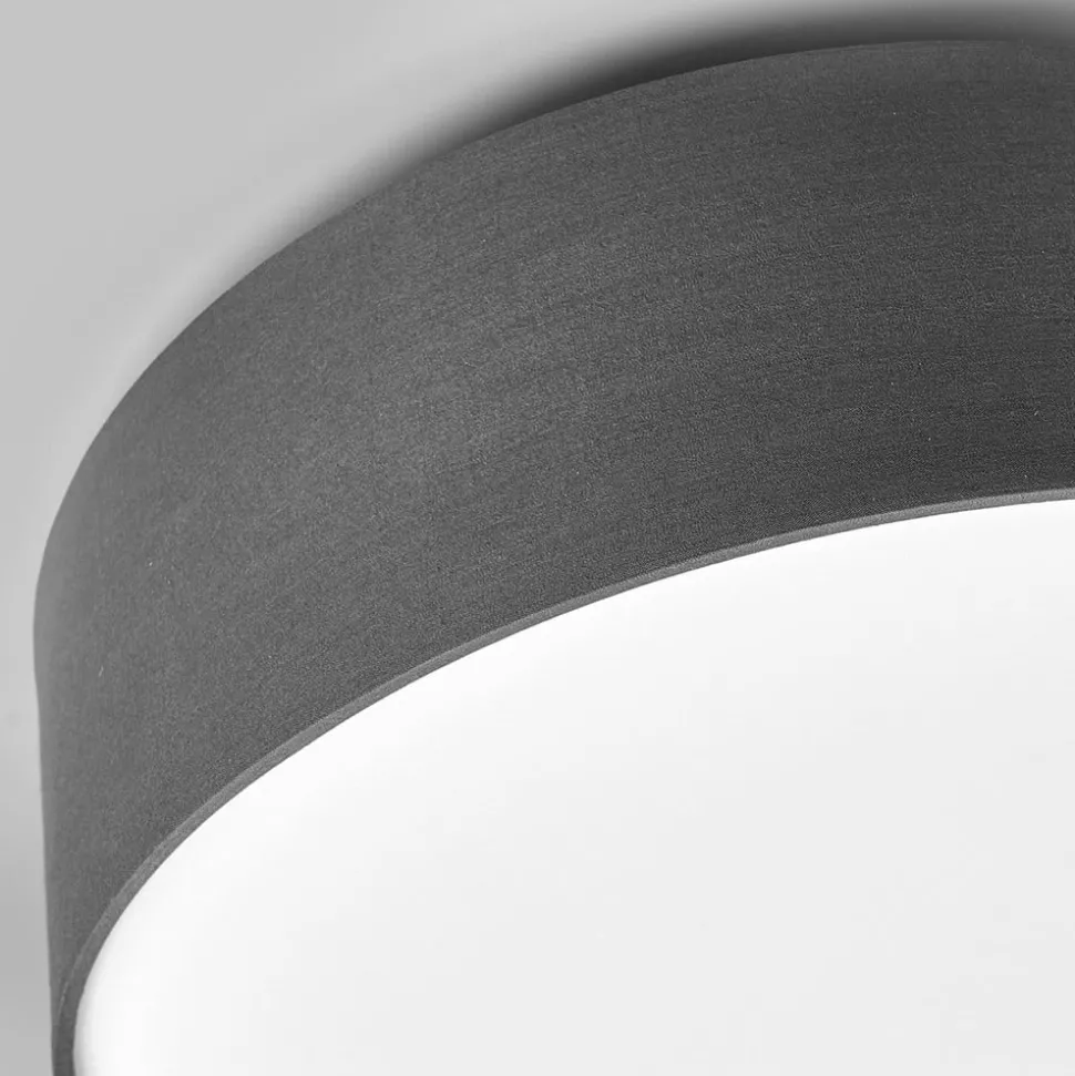 Lindby plafondlamp Sebatin, Ø 40 cm, grijs, stof, E27