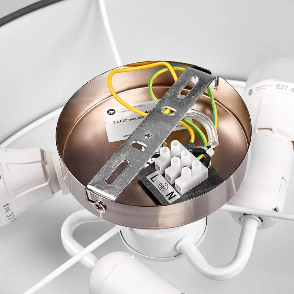 Lindby plafondlamp Sebatin, Ø 40 cm, grijs, stof, E27