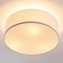 Lindby plafondlamp Sebatin, Ø 40 cm, wit, stof, E27
