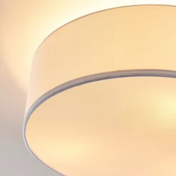 Lindby plafondlamp Sebatin, Ø 40 cm, wit, stof, E27