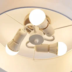 Lindby plafondlamp Sebatin, Ø 40 cm, wit, stof, E27