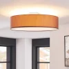 Lindby plafondlamp Sebatin, Ø 50 cm, lichtbruin, stof, E27