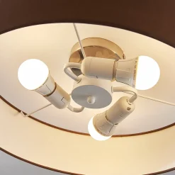 Lindby plafondlamp Sebatin, Ø 50 cm, lichtbruin, stof, E27