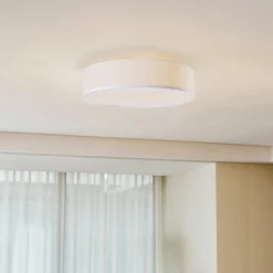 Lindby plafondlamp Sebatin, Ø 50 cm, wit, stof, E27