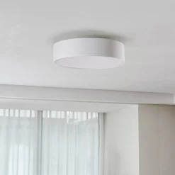 Lindby plafondlamp Sebatin, Ø 50 cm, wit, stof, E27