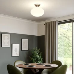 Lindby plafondlamp Sonika, Ø 40 cm, nikkelkleurig, glas, E27