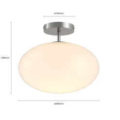 Lindby plafondlamp Sonika, Ø 40 cm, nikkelkleurig, glas, E27
