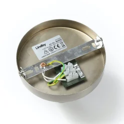 Lindby plafondlamp Sonika, Ø 40 cm, nikkelkleurig, glas, E27