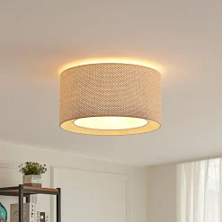 Lindby plafondlamp Soula, Ø 40 cm, beige, kunststof, E27