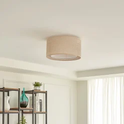 Lindby plafondlamp Soula, Ø 40 cm, beige, kunststof, E27