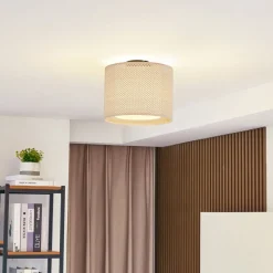 Lindby plafondlamp Soula, Ø 26 cm, beige, kunststof, E27