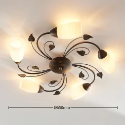 Lindby plafondlamp Stefania, 5-lamps, zwart/goud, Ø58cm